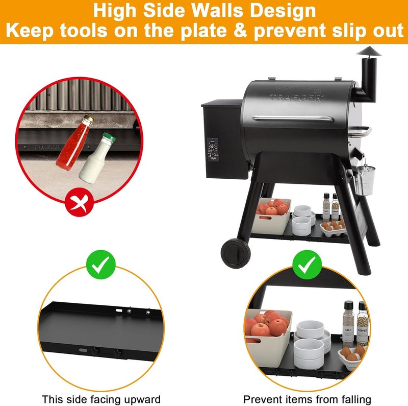 BBQ-PLUS Adjustable Grill Storage Shelf for Traeger Pro Series 22 and 575 Pellet Grills Accessories,Metal Bottom Shelf for Traeger Ironwood 650 to Add More Storage Space - Image 5